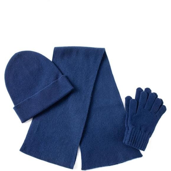 3Pcs Cashmere Wool Scarf Hat Gloves Set, Soft Ribbed Cuffed Beanie Glove  Scarves